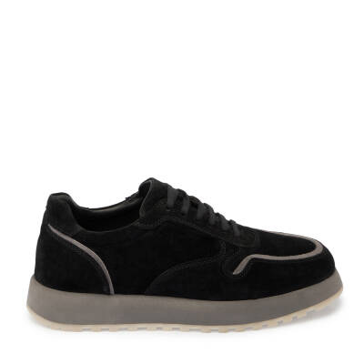 Siyah Süet Deri Erkek Sneaker - E24I1AY56723-A01 - 3