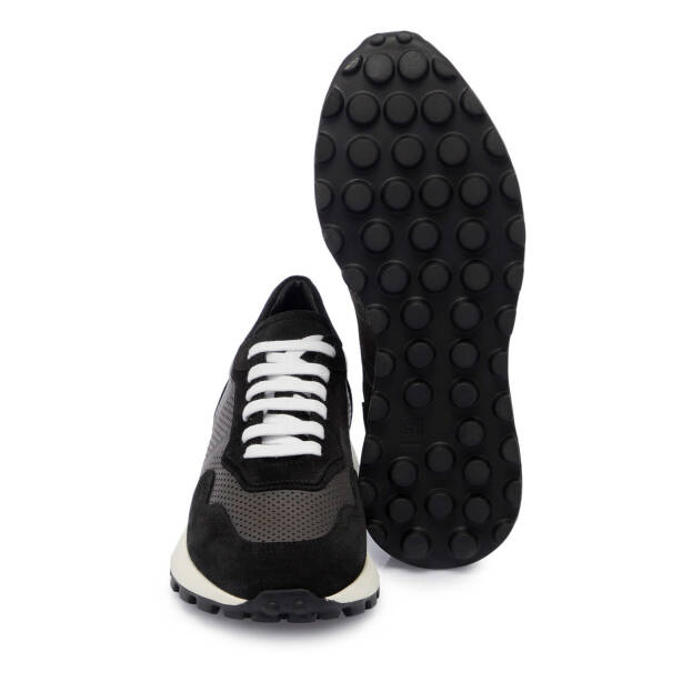 Siyah Hakiki Süet Deri Erkek Sneaker - E24I1AY56733-A01 - 4