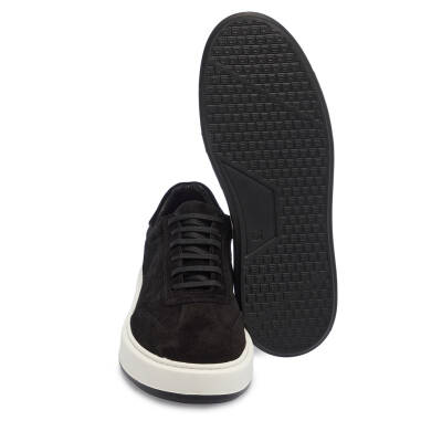  Siyah Süet Deri Erkek Sneaker - E24I1AY56805-A01 - 4