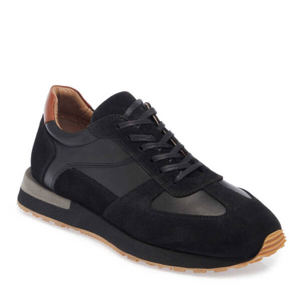 Siyah Hakiki Süet Deri Erkek Sneaker - E24I1AY56915-W19 - 2