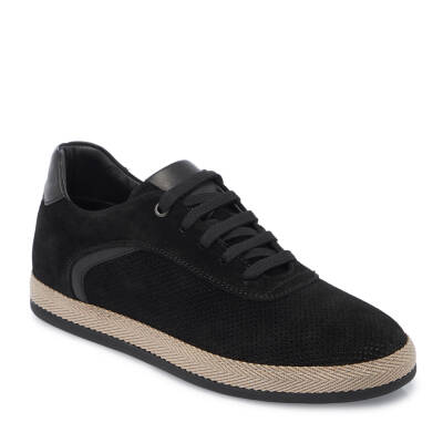 Siyah Süet Deri Erkek Sneaker - E25I1AY57329-A01 