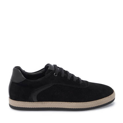Siyah Süet Deri Erkek Sneaker - E25I1AY57329-A01 - 3