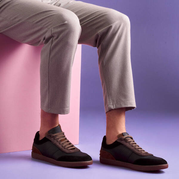 Siyah Hakiki Süet Deri Erkek Sneaker - E25I1AY57333-A01 - 1