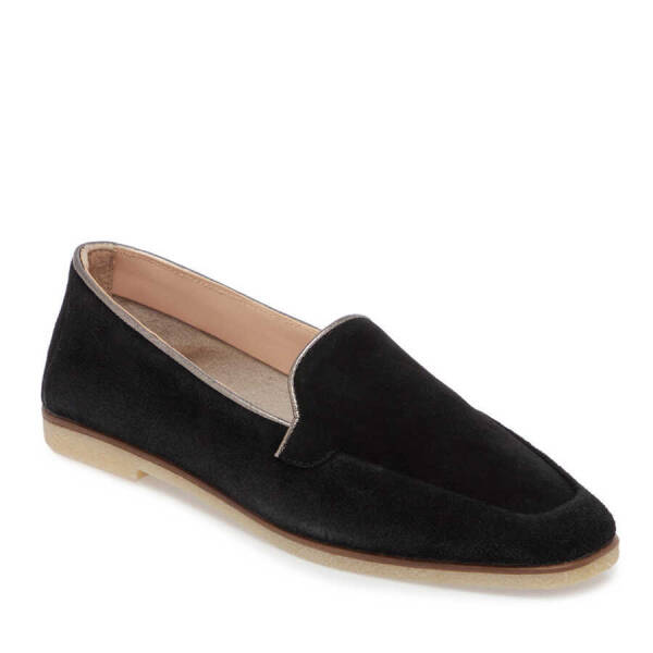 Siyah Hakiki Süet Deri Kadın Babet - K24I1AY67347-A01 - 2