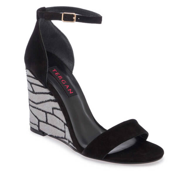 Siyah Süet Deri Kadın Dolgu Topuklu Ayakkabı - K24Y1AY67251-A01 - 1