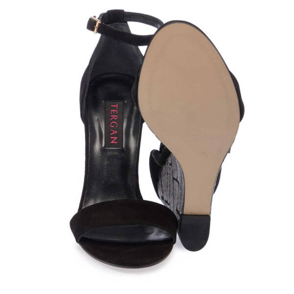 Siyah Süet Deri Kadın Dolgu Topuklu Ayakkabı - K24Y1AY67251-A01 - 4