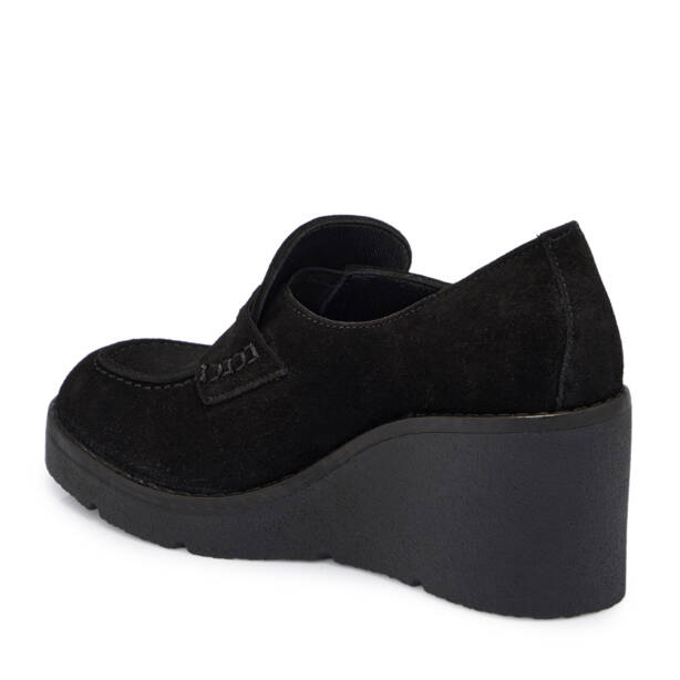 Siyah Süet Deri Kadın Dolgu Topuklu Ayakkabı - K25S1AY68328-A01 - 2