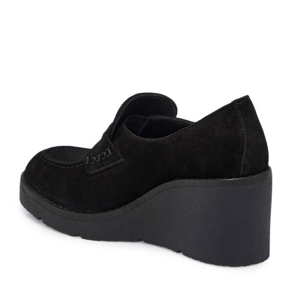 Siyah Süet Deri Kadın Dolgu Topuklu Ayakkabı - K25S1AY68328-A01 - 2