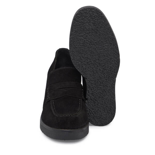 Siyah Süet Deri Kadın Dolgu Topuklu Ayakkabı - K25S1AY68328-A01 - 4