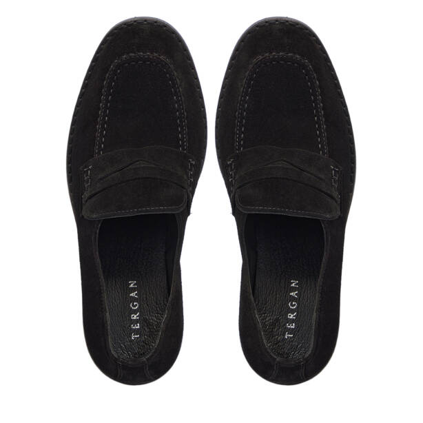 Siyah Süet Deri Kadın Dolgu Topuklu Ayakkabı - K25S1AY68328-A01 - 5