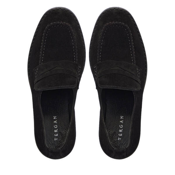 Siyah Süet Deri Kadın Dolgu Topuklu Ayakkabı - K25S1AY68328-A01 - 5