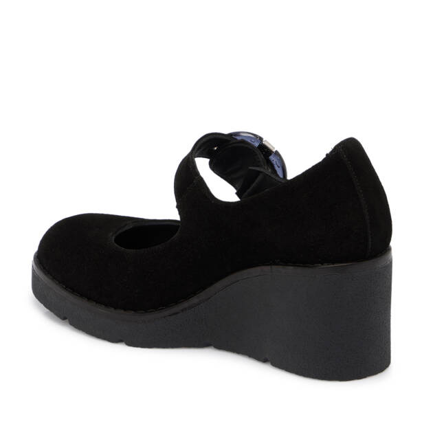 Siyah Süet Deri Kadın Dolgu Topuklu Ayakkabı - K25S1AY68329-A01 - Tergan