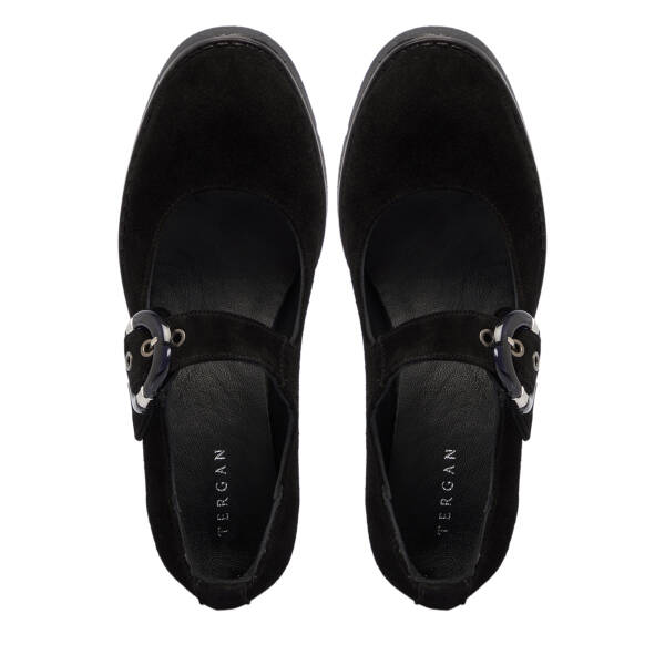 Siyah Süet Deri Kadın Dolgu Topuklu Ayakkabı - K25S1AY68329-A01 - 9