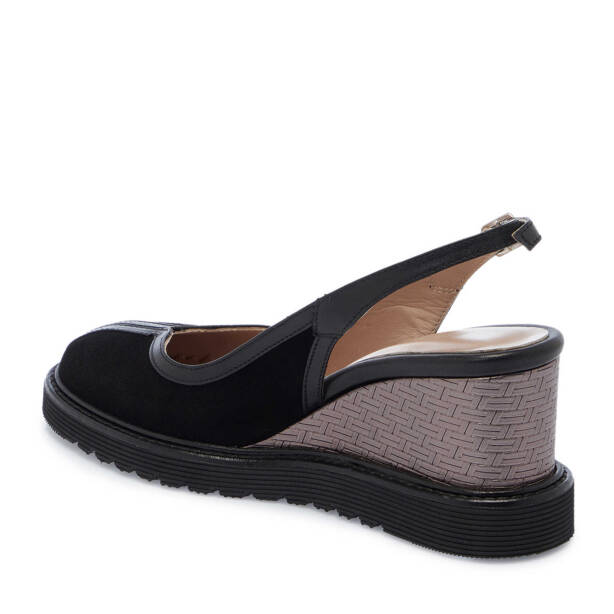 Siyah Süet Deri Kadın Dolgu Topuklu Ayakkabı - K25Y1AY68093-A01 - Tergan