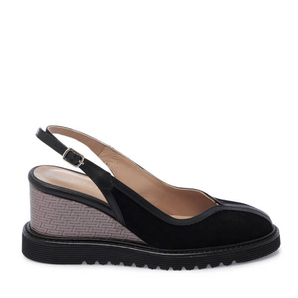 Siyah Süet Deri Kadın Dolgu Topuklu Ayakkabı - K25Y1AY68093-A01 - 3