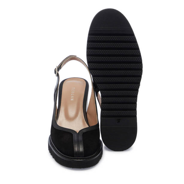 Siyah Süet Deri Kadın Dolgu Topuklu Ayakkabı - K25Y1AY68093-A01 - Tergan