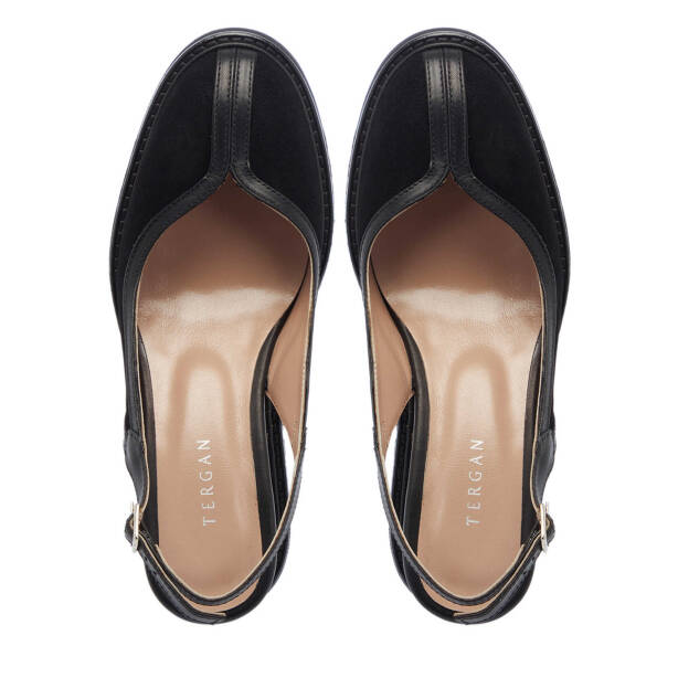 Siyah Süet Deri Kadın Dolgu Topuklu Ayakkabı - K25Y1AY68093-A01 - Tergan