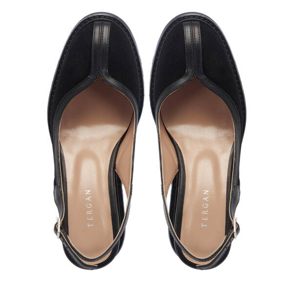 Siyah Süet Deri Kadın Dolgu Topuklu Ayakkabı - K25Y1AY68093-A01 - 5