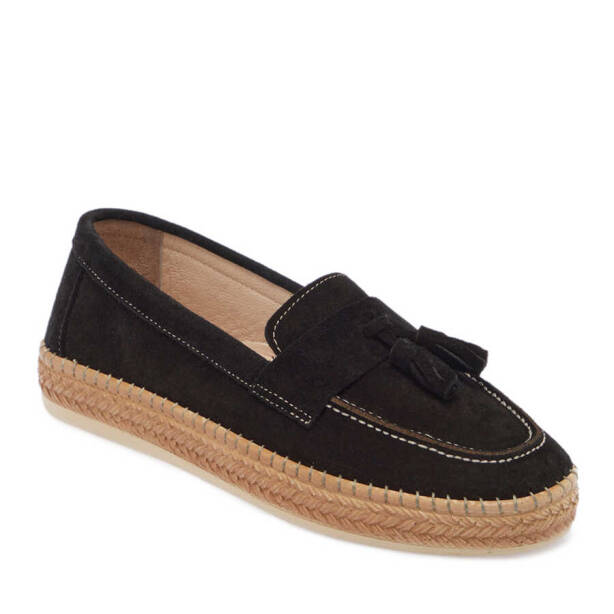 Siyah Süet Deri Kadın Espadril - K24I1AY67227-A01 