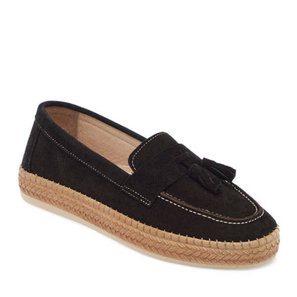 Siyah Süet Deri Kadın Espadril - K24I1AY67227-A01 - 1