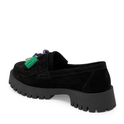 Siyah Süet Deri Kadın Loafer - K24I1AY67078-A01 - 2