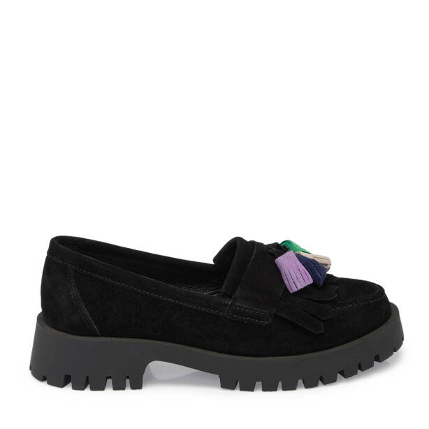 Siyah Hakiki Süet Deri Kadın Loafer - K24I1AY67078-A01 - 1