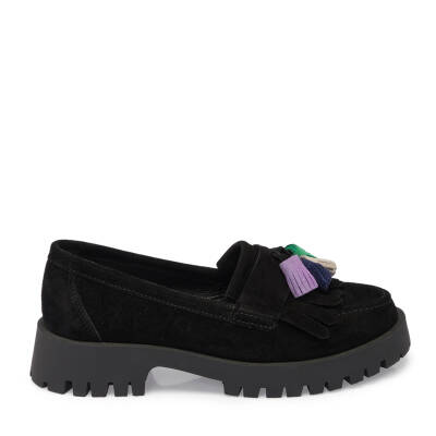 Siyah Süet Deri Kadın Loafer - K24I1AY67078-A01 - 3