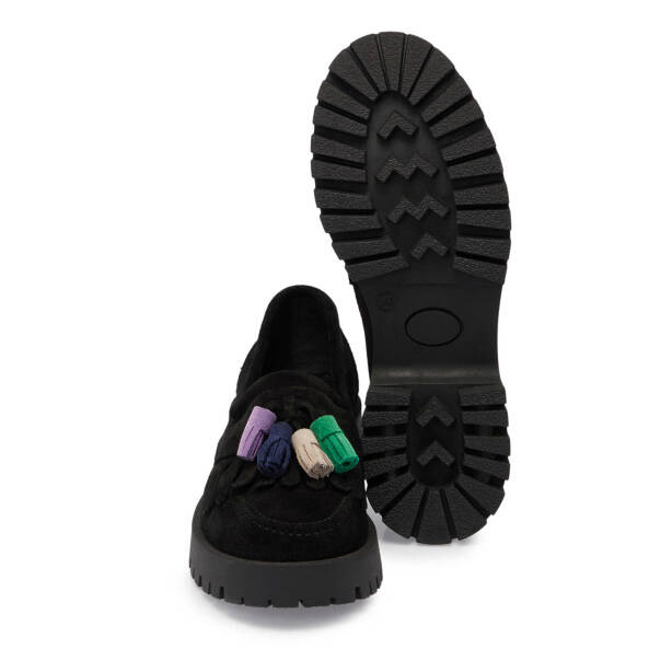 Siyah Hakiki Süet Deri Kadın Loafer - K24I1AY67078-A01 - 4