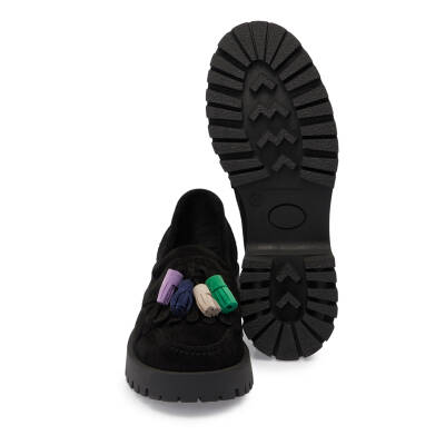 Siyah Süet Deri Kadın Loafer - K24I1AY67078-A01 - 4