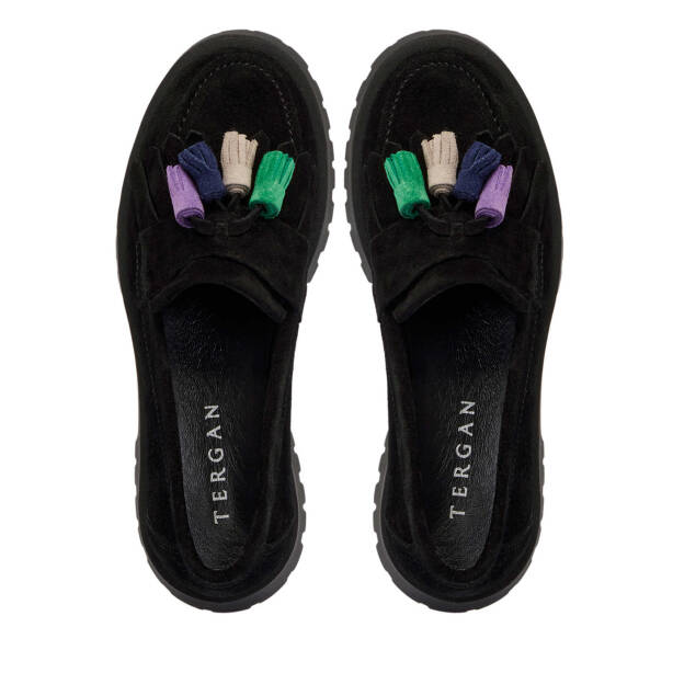 Siyah Hakiki Süet Deri Kadın Loafer - K24I1AY67078-A01 - 5