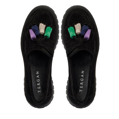 Siyah Süet Deri Kadın Loafer - K24I1AY67078-A01 - 5