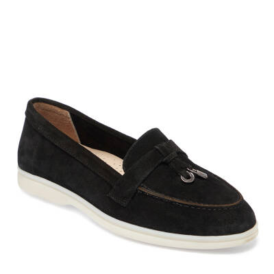 Siyah Süet Deri Kadın Loafer - K24I1AY67092-A01 