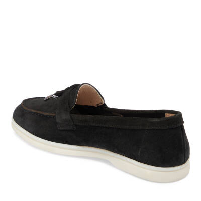 Siyah Süet Deri Kadın Loafer - K24I1AY67092-A01 - 2