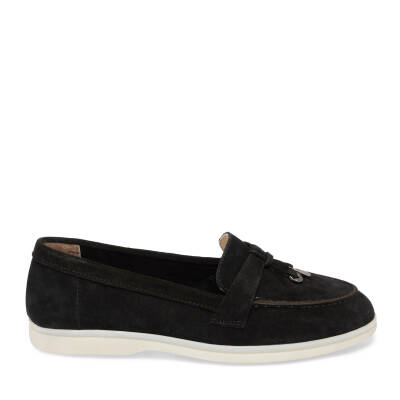 Siyah Süet Deri Kadın Loafer - K24I1AY67092-A01 - 3