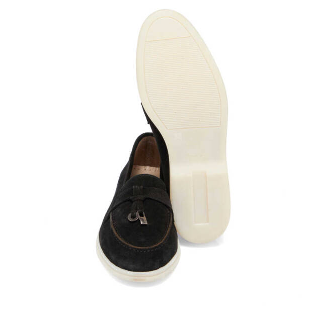 Siyah Hakiki Süet Deri Kadın Loafer - K24I1AY67092-A01 - 4