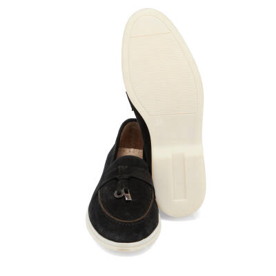 Siyah Süet Deri Kadın Loafer - K24I1AY67092-A01 - 4