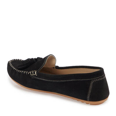  Siyah Süet Deri Kadın Loafer - K24I1AY67355-A01 - 2