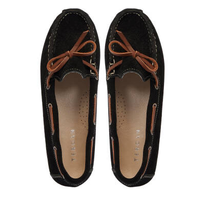 Siyah Süet Deri Kadın Loafer - K24I1AY67356-A01 - 5