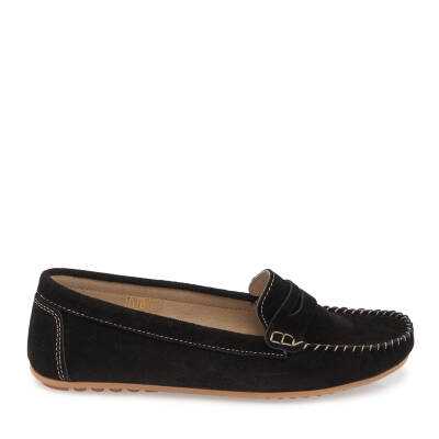  Siyah Süet Deri Kadın Loafer - K24I1AY67357-A01 - 3