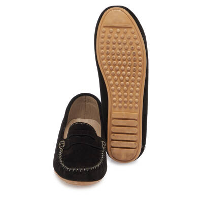  Siyah Süet Deri Kadın Loafer - K24I1AY67357-A01 - 4