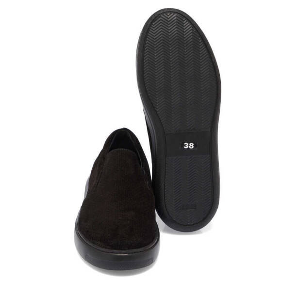 Siyah Süet Deri Kadın Loafer - K24I1AY67368-A01 - 4