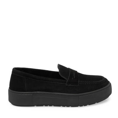 Siyah Süet Deri Kadın Loafer - K24S1AY67576-A01 - 3
