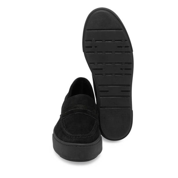 Siyah Süet Deri Kadın Loafer - K24S1AY67576-A01 - 4