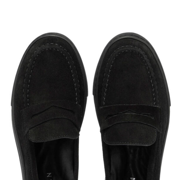 Siyah Süet Deri Kadın Loafer - K24S1AY67576-A01 - 5