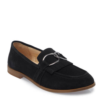 Siyah Süet Deri Kadın Loafer - K25I1AY68020-A01 - 1