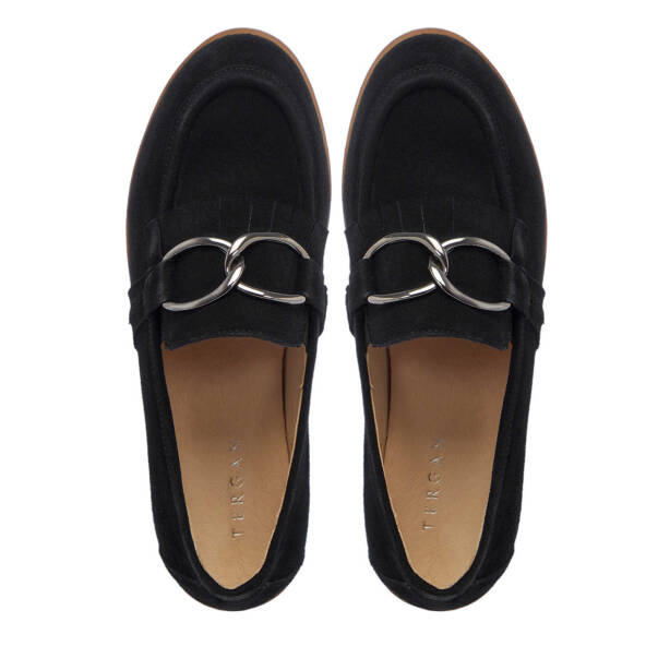 Siyah Hakiki Süet Deri Kadın Loafer - K25I1AY68020-A01 - 5