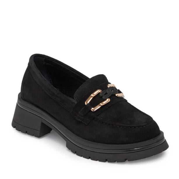 Siyah Süet Deri Kadın Loafer - K25S1AY68166-A01 - Tergan