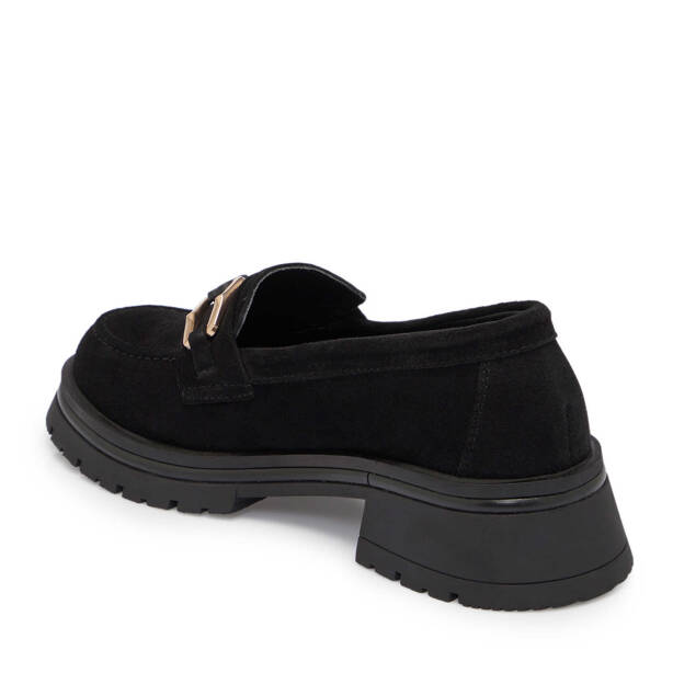 Siyah Süet Deri Kadın Loafer - K25S1AY68166-A01 - Tergan