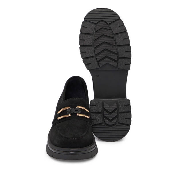 Siyah Süet Deri Kadın Loafer - K25S1AY68166-A01 - Tergan