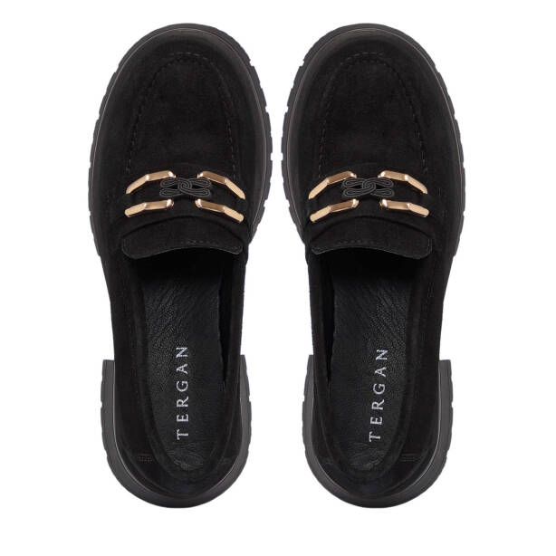 Siyah Süet Deri Kadın Loafer - K25S1AY68166-A01 - Tergan